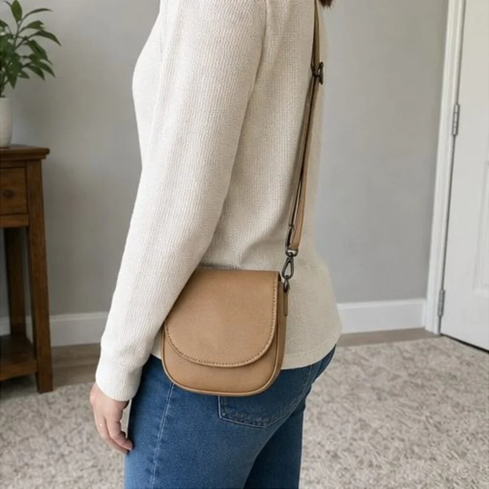 Cognac Pebbled Crossbody Bag